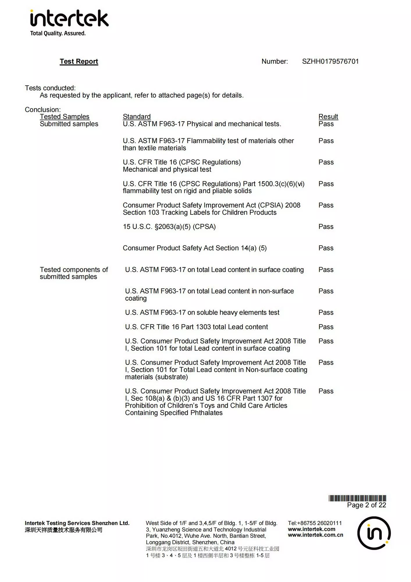 ASTM Test Report
