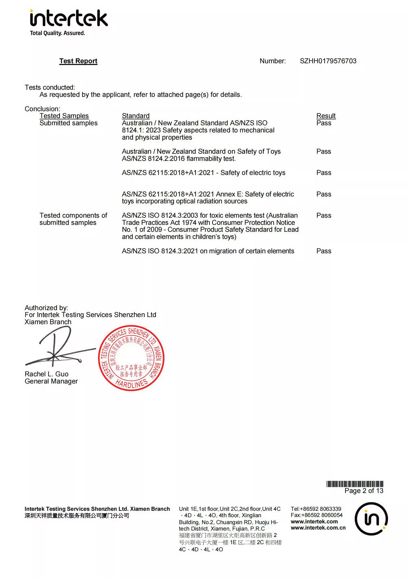 ASNZS Test Report