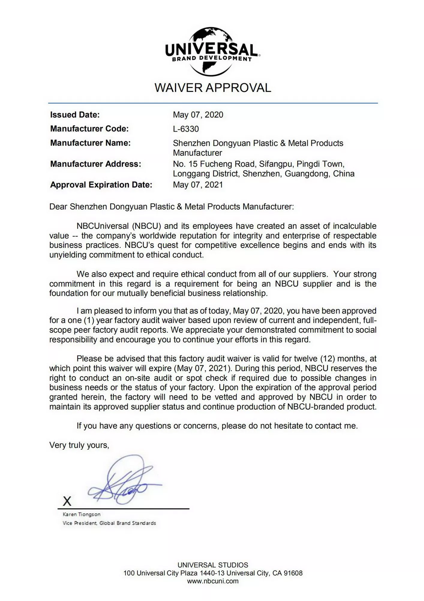 Global Certificate